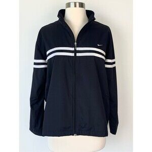 Vintage Nike Black White Double Stripe Track Jacket Youth XL Fits Adult S